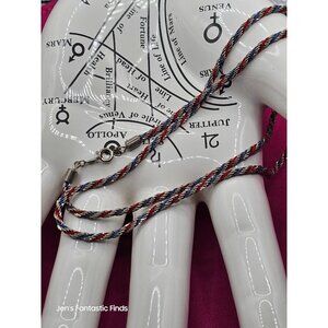 Cable‎ Twist Red Silver Blue Vintage Korea Spring Ring Clasp Necklace 24"